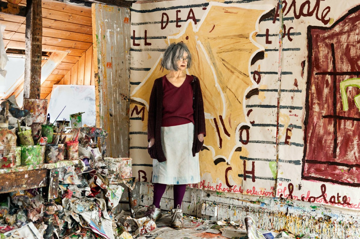 ROSE WYLIE IN HER STUDIO IN KENT