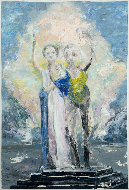 LAPINE UNIVERS UND COLUMBIA, 2008, OIL ON PAPER, 225 × 152 CM